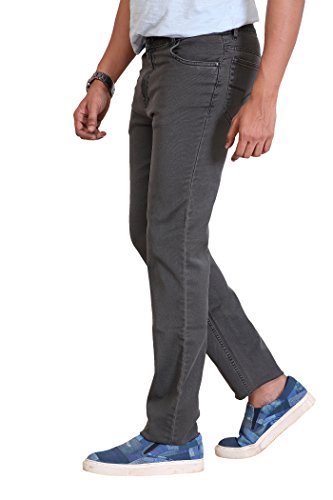 Image of Dragaon Dobby Fabric Stretchable Jeans for Mens -Grey