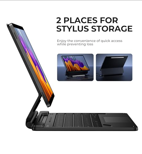 Image of Dexnor for Samsung Galaxy Tab S10 Lite /S10 FE /S9 FE /S9 Case with Keyboard | Magic Style Keyboard, Magnetic Floating Cantilever Stand, Multi-Touch Trackpad, 7-Color Backlit, S Pen Holder, Black