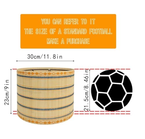 Image of Bamboo Lamp Shade with Colorful Geometric Pattern, Translucent Barrel Drum Shape, Modern Bohemian Minimalist Style for Table Floor Lamp, 11.8x9 Inch