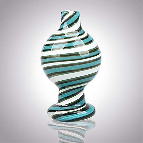 Color Art Glass Cap Diameter 2.6cm Height 4.7cm 1 PCS (Green Strip)