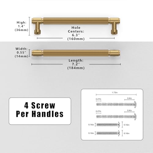 Asimerdeco 10-Pack Champagne Bronze Cabinet Pulls 6.3 Inch (160mm) Kitchen Cupboard Handles and Drawer Hardware - Image 2