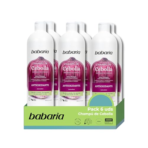 Babaria - 6 Unità Shampoo alla Cipolla|Shampoo Anticaduta Uomo e Donna| Senza Odore e Senza Lacrime |Stimola la Crescita dei Capelli| Protegge il Colore|Vegano |6x 700 ml