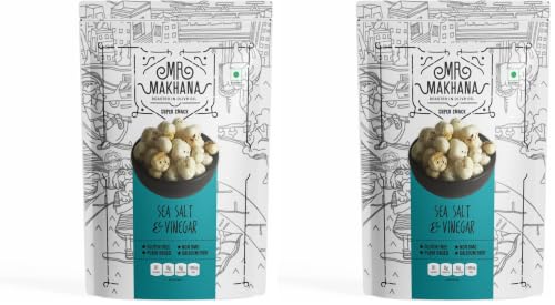 Image of Mr. Makhana Roasted Makhana and Foxnuts | Healthy Snacks | Gluten Free | MSG Free | Antioxidant | Rich Calcium | Zero Trans Fat | Zero cholesterol (Sea Salt & Vinegar)55 gm (Pack of 2)