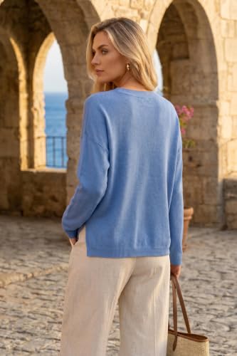 Image of Arach&Cloz Women's Wool Blend Oversized V Neck Fall Casual Pullover Sweater