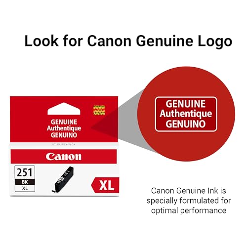 Image of Canon CLI-251XL Genuine Black Ink Tank, Compatible with MG6320, IP7220 & MG5420, MX922, MG5520, MG6420, MG7120, iX6820, iP8720, MG7520, MG6620, and MG5620 Printers