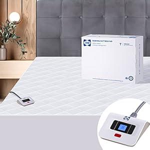 Sealy 3M Scotchgard Heated Mattress Pad | Quilted Cotton Electric Bed Warmer with 10 Heat Setting Controller | 1-12…