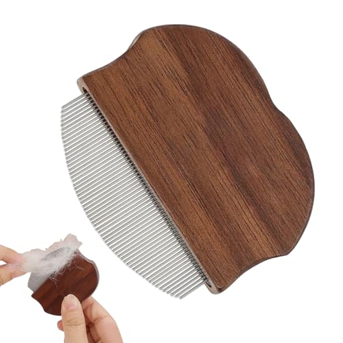 Pet Comb, Cat Combs for Care, Pet Flea Comb, Curved Handle, Wooden Cat Combs, Undercoat Gnat Remover, Care Tool for Puppies, Kittens, Rabbit, Large, Medium, Small Breeds