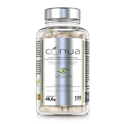 Complément et Vitamines YEUX Conua® | Vision Lutéine + Zéaxanthine plus Bêta-carotène Vitamine A C Zinc Magnésium Sélénium Vigne rouge Myrtille Cassis Acérola GELULES VEGETALE | VEGAN Cover
