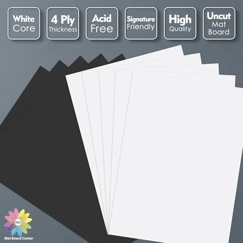 Mat Board Center, Pack of 10 12x16 Uncut Matte Boards, White and Black Backing Mat Boards for Prints, Frames, Photos, Crafts by MBC MAT BOARD CENTER - Image 3