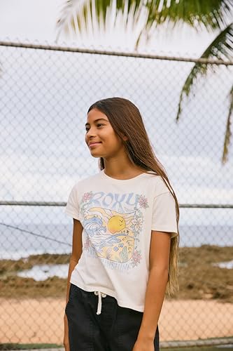 Roxy Girls' Short Sleeve Boyfriend Fit Logo Tee, Crew Neck Graphic T-Shirt, Soft & Comfortable3