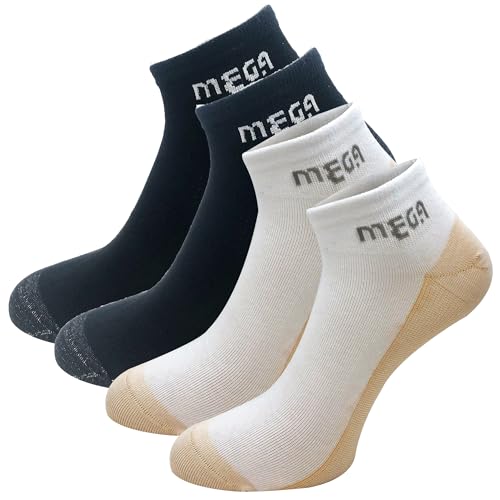 Athletic Ankle Socks Cushioned Breathable Low Cut Tab With Arch Compression Support 6.5-9 Black and White