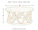 Signature Design by Ashley Sharzane Rustic Round Solid Wood Pine Coffee Table, Weathered Gray Finish