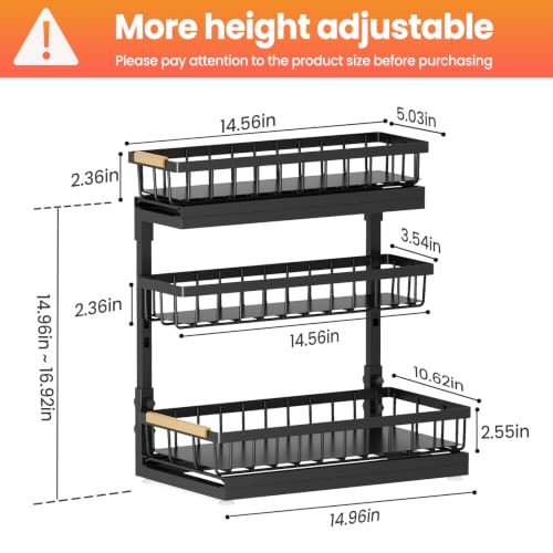 Image of Under Sink Organizer and Storage for Bathroom and Kitchen - 2 Pack 3 Tier