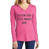INK STITCH Women Dm139l Custom Printing Logo Image Texts Perfect Tri Long Sleeve Hoodies - Fuchsia Frost (XS)