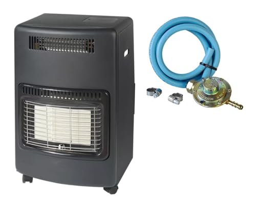 Stufa a Gas Infrarossi Termoventilata fino a 4,1 Kw Antiribaltamento Controllo Anidride Carbonica + Kit Regolatore GAS