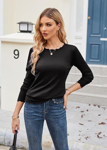 Image of GRACE KARIN Fall Sweaters for Women 2026 Long Sleeve Crewneck Business Casual Tops High Stretchy Knit Fitted Pullover Sweater