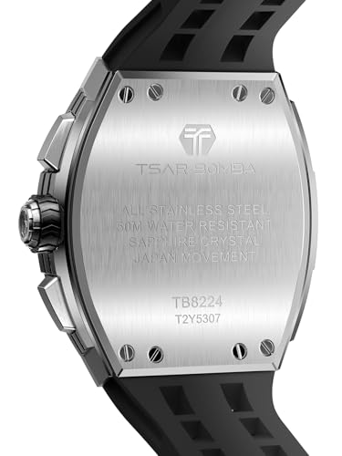 Image of Tsar Bomba Mens Watches Quartz Wristwatch for Men Waterproof 50M Analog Luxury Tonneau Chronograph Calendar Date Men's Dress Business Work Watch Gift for Men