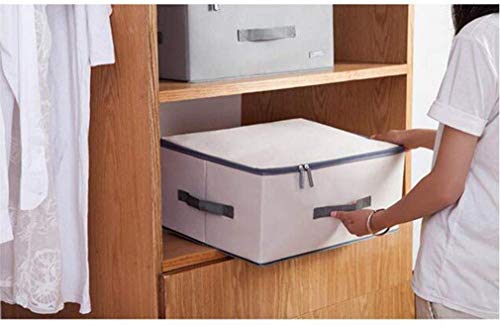 Boîte de rangement de ménage grand format en textile pliable MU beige