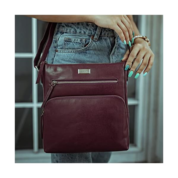 Crossbody Bag for Women – Genuine Leather Large Purse with Multiple Pockets and Adjustable Strap – Fits iPad Pro 11” - Image 3