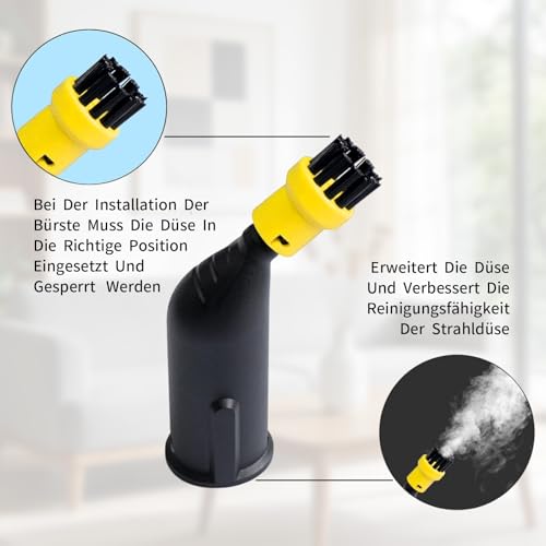 10 Stück Set für Kärcher Dampfreiniger Zubehör SC1 SC2 SC3 SC4 SC5(Verlängerte Düse, Gebogene Düse, Rundbürste, Fugen Düse, Siegel)