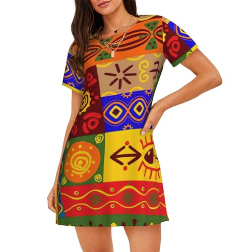 Robe de nuit à manches courtes et imprimé africain pour vos soirées cocooning