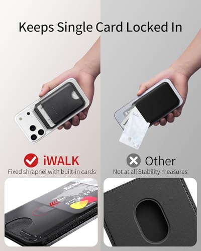 Image of iWALK Stronger Magnetic Wallet, Upgraded for MagSafe Wallet, RFID Blocking, 5 Card Holder with Adjustable Stand, Slim Leather Phone Wallets for iPhone 17 /16 /15 /14 /13 /12 Series, iPhone Wallets
