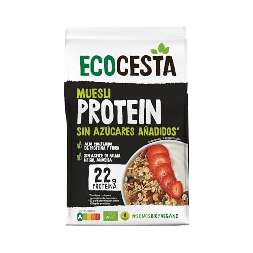ECOCESTA MEJOR CADA DIA Muesli Protein, 375 g, Cereales de Avena con Soja, Alto Contenido en Proteína y Fibra, Aporta una Dosis Extra de Energía, Cereales de Desayuno