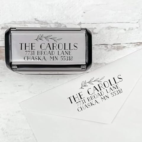 Self Inking Modern Address Stamps | Custom Return Address Stamper (Bold Branch, Medium) Cover