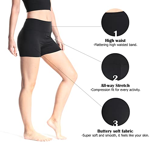 Valinna Women's Workout Yoga Athletic Running Dance Gym Shorts High Waist Cheerleader Volleyball Short Pants (Medium, 211-Black) #TOP3