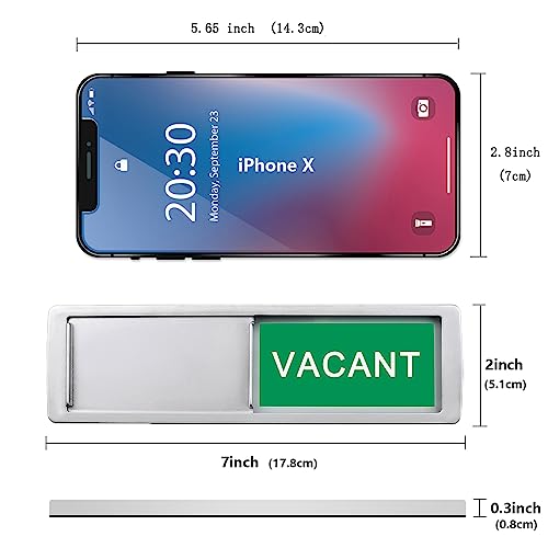Image of Vacant In Use Door Sign for Home Office Restroom Conference Hotels Hospital, Vacant Occupied Slider Door Indicator Tells Whether Room Vacant or In Use, 7'' x 2'' - Silver