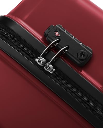 Image of Coolife Luggage, Suitcase with Durable and Lightweight, Large Checked Luggage with PC+ABS Hardshell Expandable, Dual Spinner Wheels, TSA Lock, and YKK Zipper(wine wind ne, L(28in))