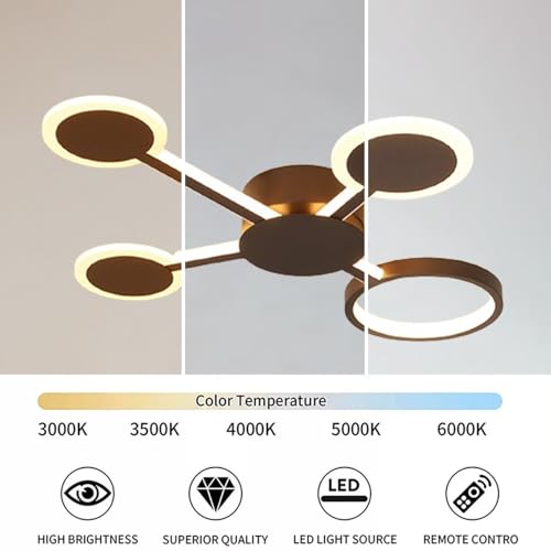 Plafonnier LED noir dimmable pour salon et chambre moderne