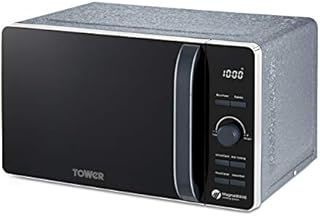Tower T24031BLU Microwave, Ice Diamond Collection, Large 20 Litre Capacity with Digital Timer, 6 Power Levels and Pull Handle Door, 800 W, Steel, Blue