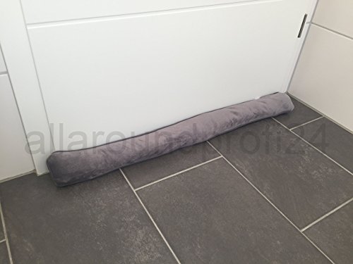 allaroundprofi24 Zugluftstopper grau Windstopper Microfaser ca. 86 cm mit Beschwerung Füllung 600 gr. Türdichtung Abdichtung Türisolierung Fensterabdichtung Cover