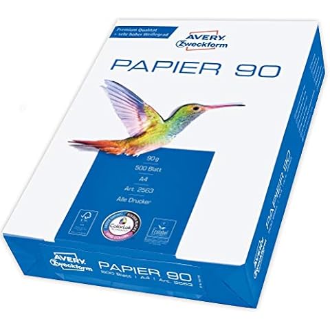 Avery Zweckform 2563 Drucker-/Kopierpapier (500 Blatt, 90 g/m², DIN A4 Papier, hochweiß, für alle Drucker) 1 Pack Cover