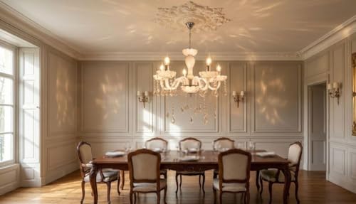 Image of Chandelier Modern K9 Crystal Chandelier Lighting, Clear Crystal Ceiling Light Fixture Pendant Lamp (Bulb Included) White Colour and Crystal Clear