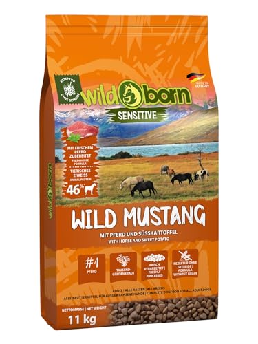 Wildborn Wild Mustang 1 x 11 kg getreidefreies Hundefutter mit Pferdefleisch, Süßkartoffel & Aroniabeeren | Monoproteinprodukt auch für Allergiker geeignet