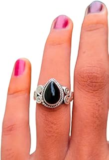 Natural Black Onyx Ring| Teardrop Stone Ring| Boho Ring| Statement Ring| Handmade Ring| Dainty Ring| Gift For Her| Women Gift Ring| Trendy Ring| Black Gemstone Ring| Black Onyx Jewelry