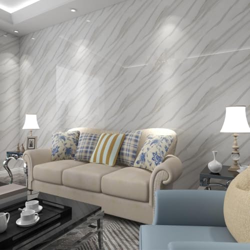 Image of INFINITY DECOR Premium White with Grey Texture Marble UV Panels Marble UV Sheets, self Adhesive Wall Tile (60 cm * 60 cm),Marble Look Wall Panels for Homes and Offices(Pack of 5)