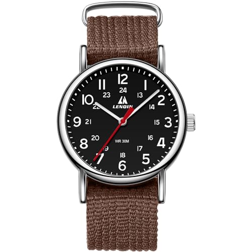 Image of LN LENQIN Mens Watches Unisex Military Sport Nylon Strap Stylish Luminous Fashion Analog Quartz Watch for Men Waterproof Army Tactical Casual Wristwatch