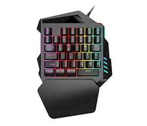 eDUST 35 Keys One Handed Mobile Gaming Keyboard V100 USB Wired with Led Color Backlight - Ergonomic Design, Heavy Duty, with Palm Rest