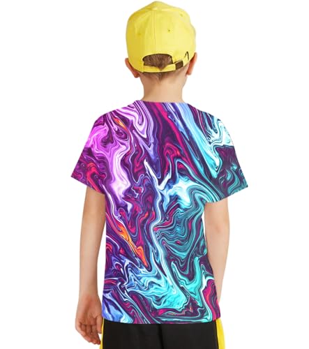 Boys Girls Shirts Short Sleeve 3D Print Graphic Funny Colorful Summer Tee Shirts for Kids 6-16 Years3