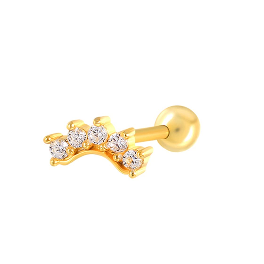 LNNSHX 1 szt. Kolczyki do piercingu S925 srebro Bling cyrkon kolczyk na chrząstkę dla kobiet kość ucha płatek ucha klamra do piercingu yc616 (kolor klejnotu: 8 złoty kolor, kolor metalu: 1 szt.)