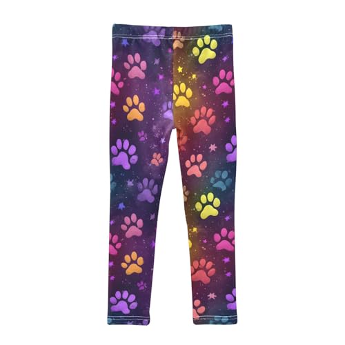 Colorful Glitter Dog Paw Girls Leggings Ultra Soft Compression Yoga Gym Pants for Kids 4-10T2