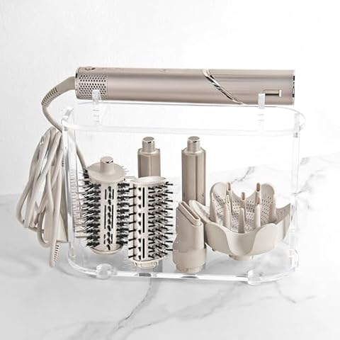 Affogato Storage Holder Compatible with Shark FlexStyle HD430C, Desktop Organizer for Storage Attachments, Acrylic Hairdryer Rack with Cord Hanger for Accessories Curlers Brushes Diffuser Cover