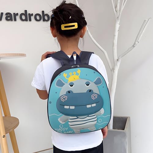 Image of Bembika School Bag The Perfect Children Backpack and School Bags for Kids Compact Stylish Backpack for Kids Exceptional-Quality Kids Kindergarten Backpack and Travel Backpack- (Hippopotamus|Blue)
