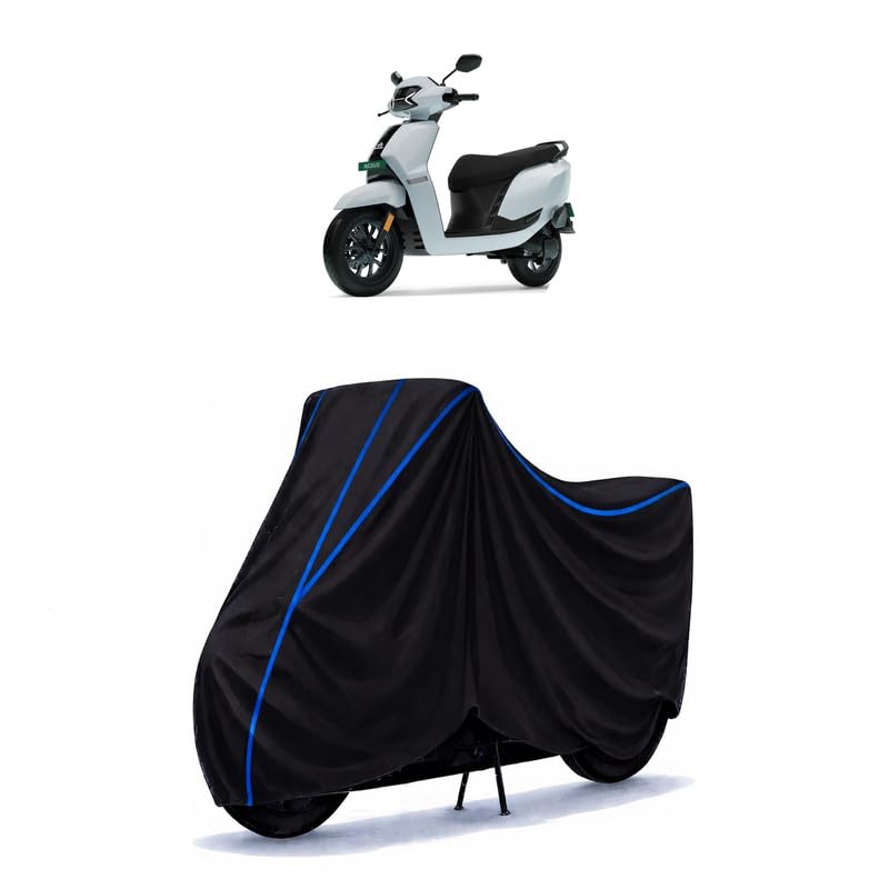 Image of Scooty Cover Water Resistant for Nexus | Universal Scooter & Bike Cover | Heavy Duty UV Dust, Rain & Scratch Protection | Elastic Fit All Weather Indoor Outdoor | Black with Blue Piping