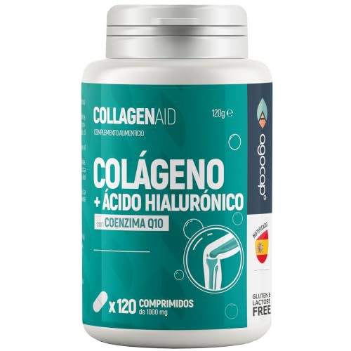 Colágeno Hidrolizado Puro + Ácido hialurónico enriquecido con Coenzyme q10, dois alta. Collagen Capsules 120 - Colágeno Grabado en España, Agocap (Suministro para 2 meses)