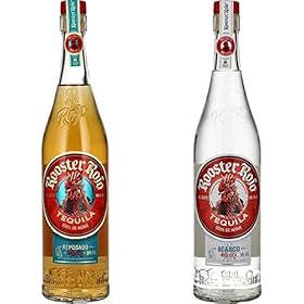 Rooster Rojo Tequila Blanco 100% Blue Agave – 38% Vol 70cl (0.7 Litre) Glass Bottle & Rojo Tequila Reposado 100% Blue Agave – 38% Vol 70cl (0.7 Litre) Glass Bottle