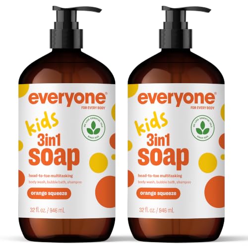 Everyone 3-in-1 Kids Body Wash, Bubble Bath &amp; Shampoo, Orange, 32oz 2pk